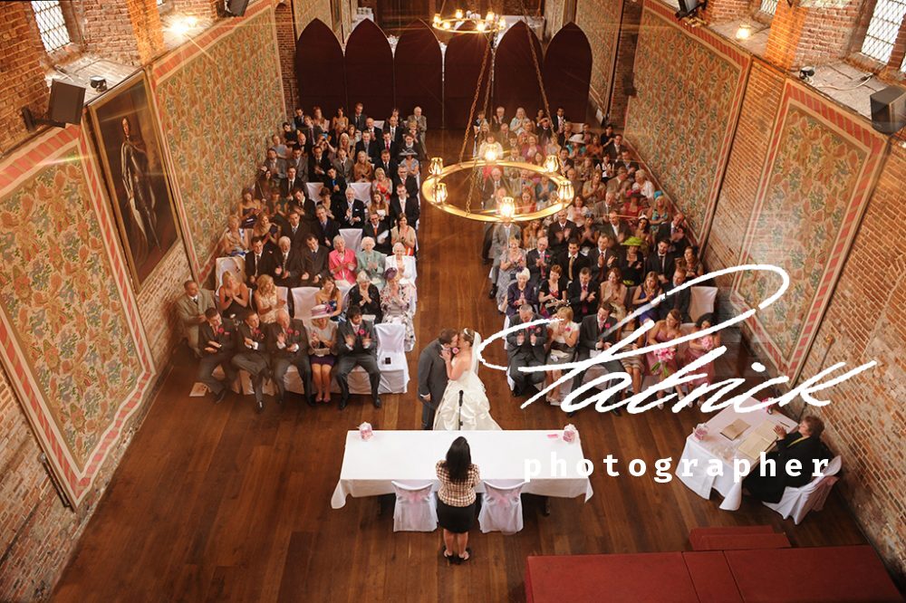 Hatfield House old palace wedding ceremony elevated view