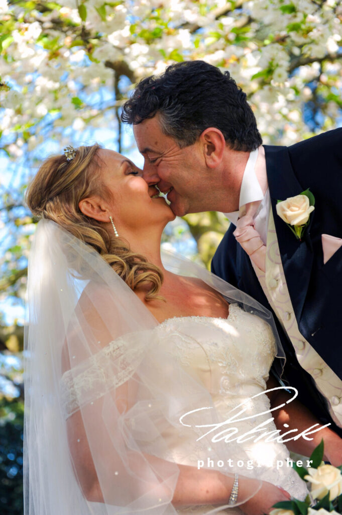 finola and Martin, bride and groom, confetti shot