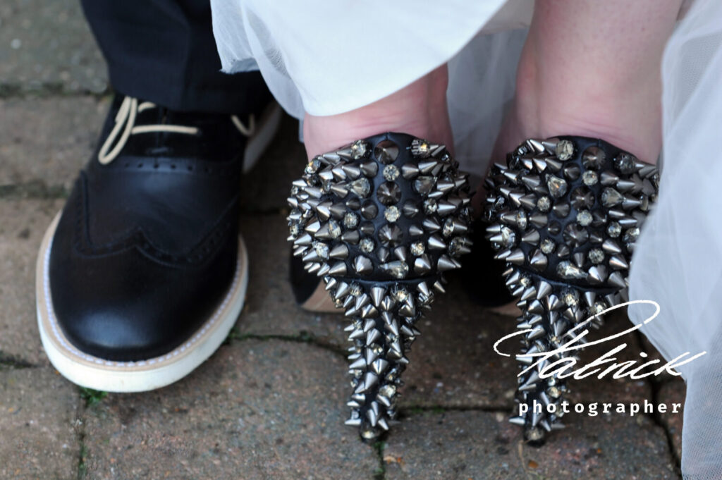 studded bridal heels