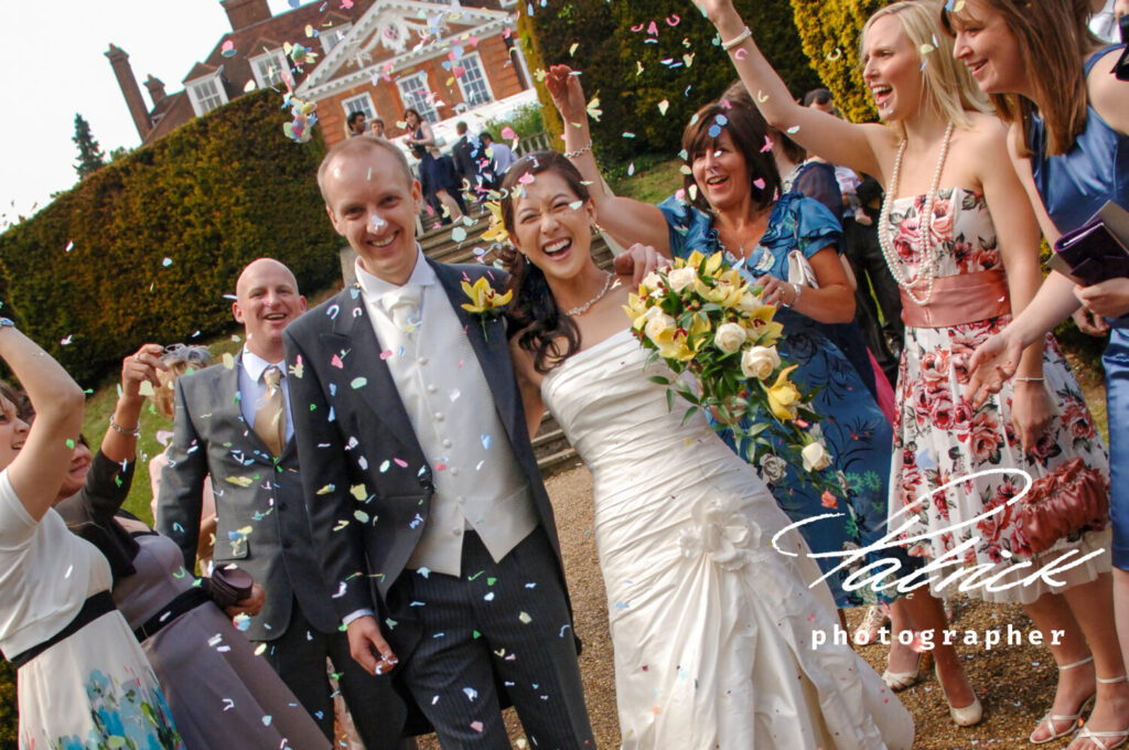 bride and groom confetti shot hunton park