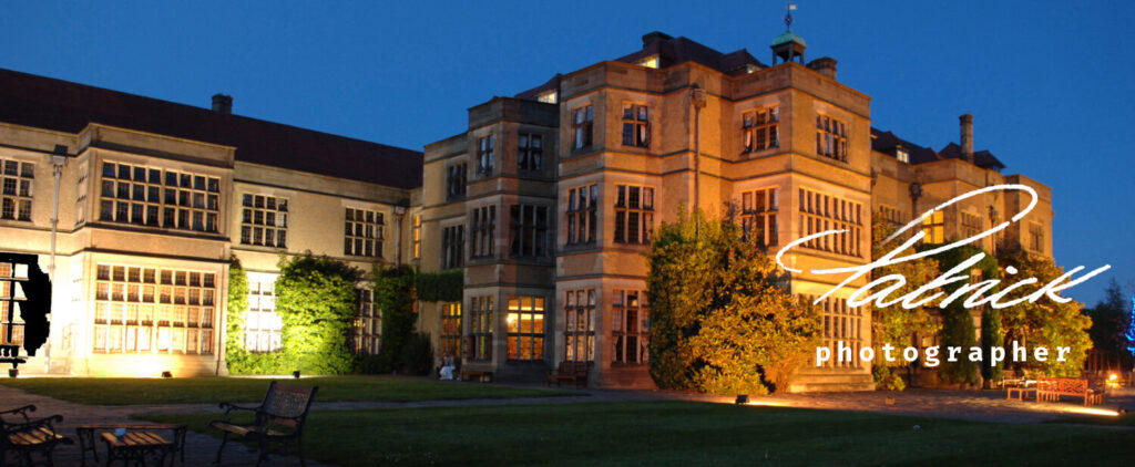 external shot Fanhams Hall at dusk