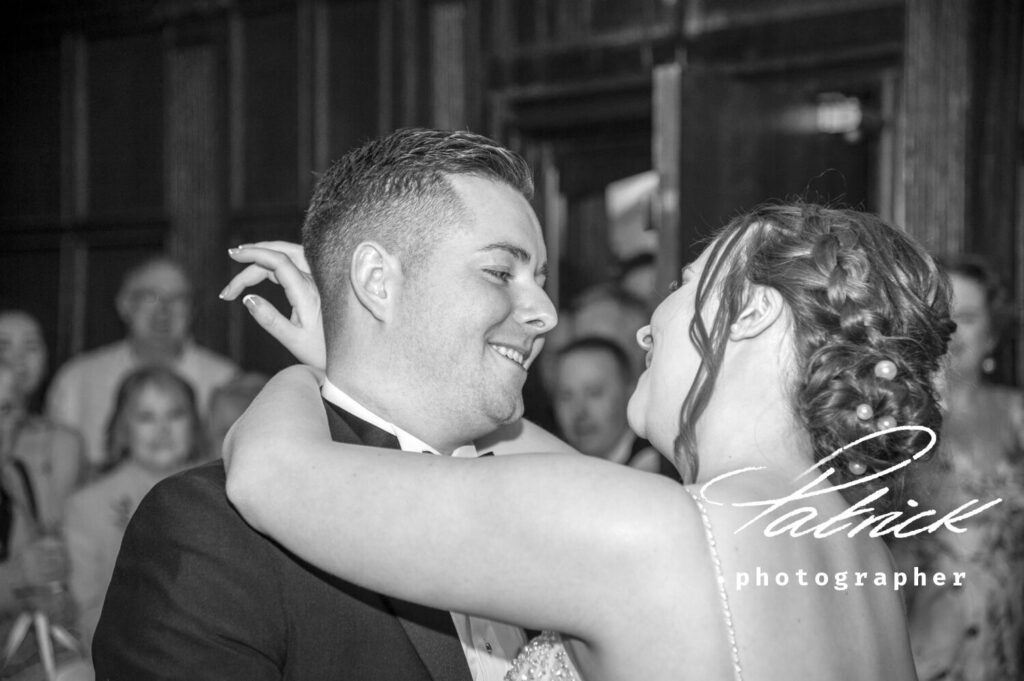 black and white bride and groom first dance