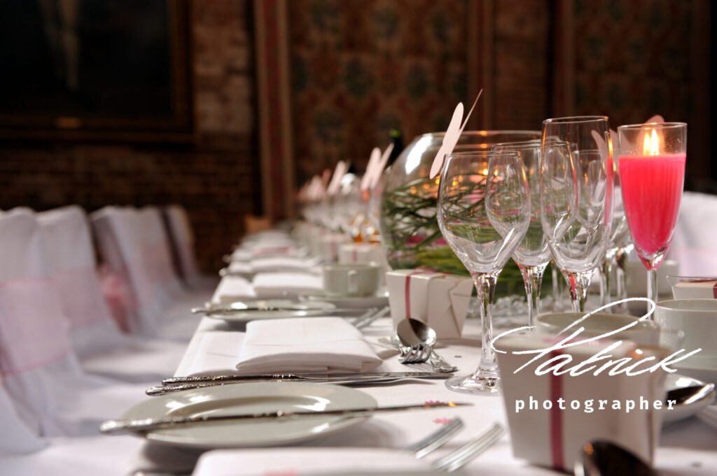 wedding table setting, Hatfield House Old Palace interior,