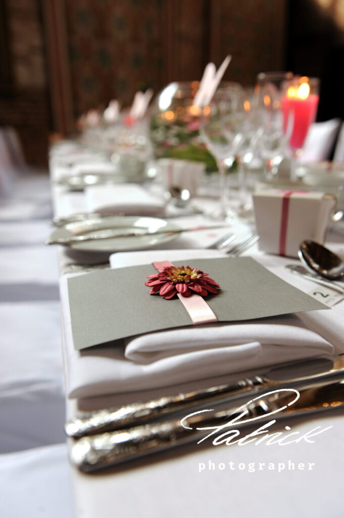 wedding table setting, Hatfield House Old Palace interior,