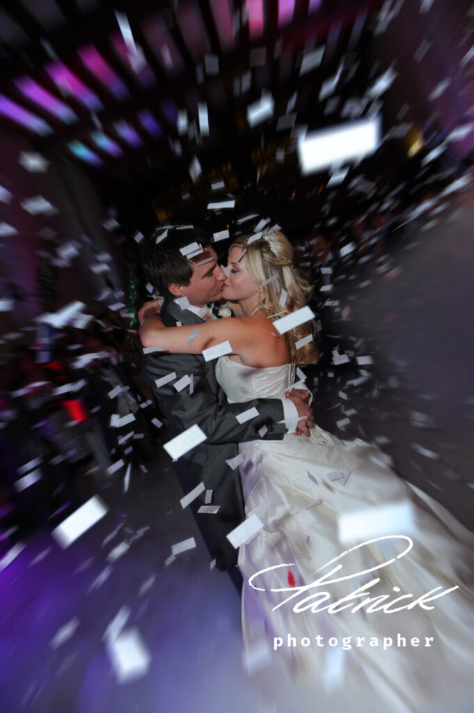 night party bride and groom confetti shot