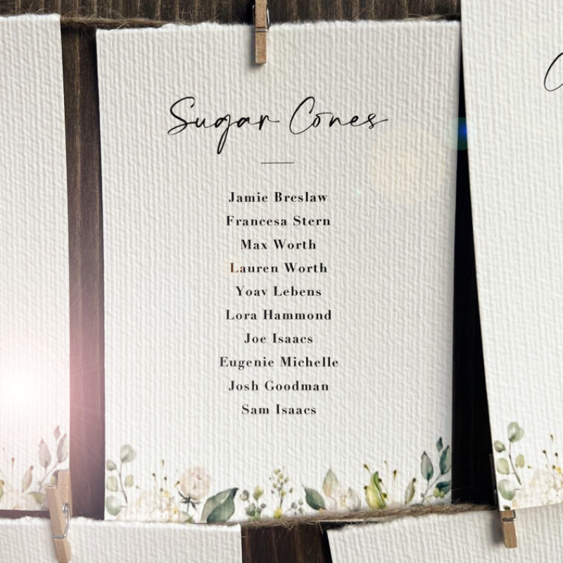 white wedding stationery black ink names
