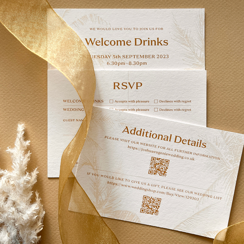 gold on white theme, bespoke wedding stationery, decor gold ribbon, feather