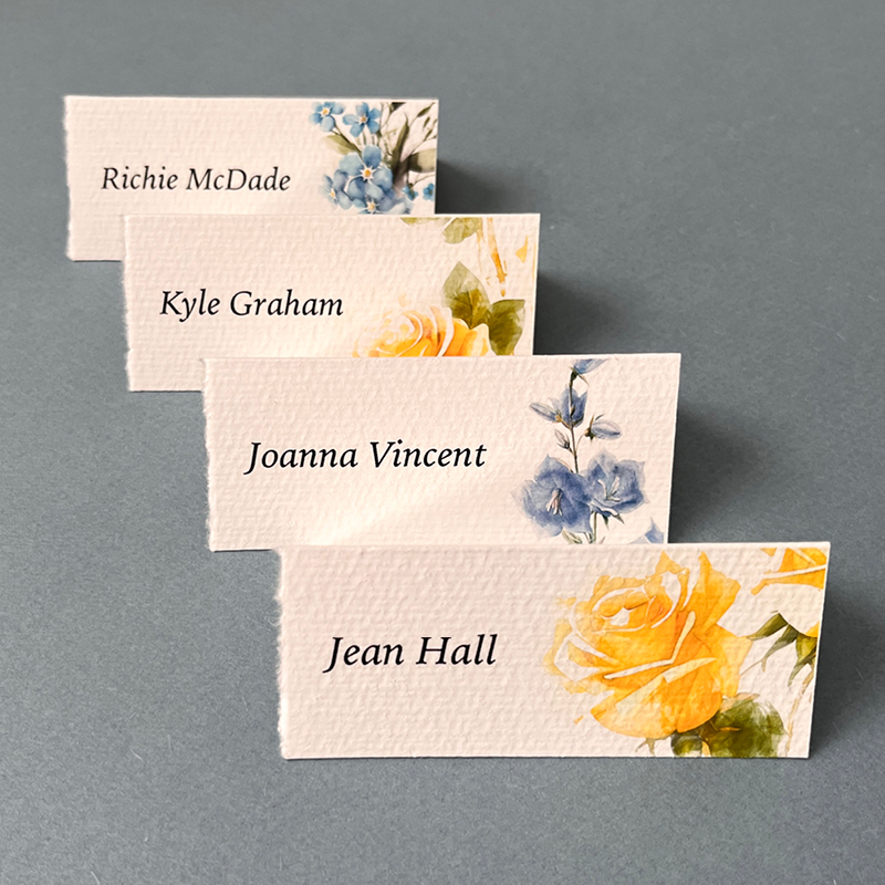 wedding stationery, alison ad rob, flowers design, name card