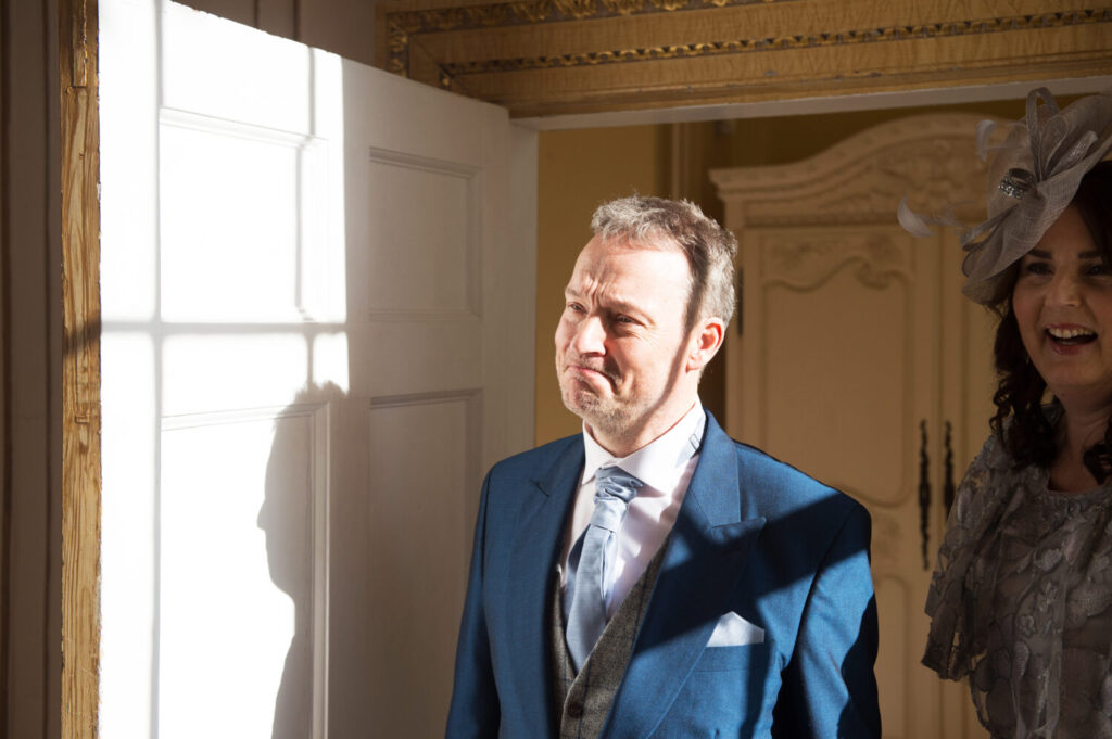 emotional, father of the bride, admiring daughter, first reveal